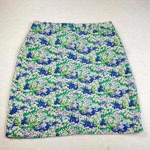 Talbots Floral Pencil Skirt Vibrant Garden Print Career Classic Cotton Size 4